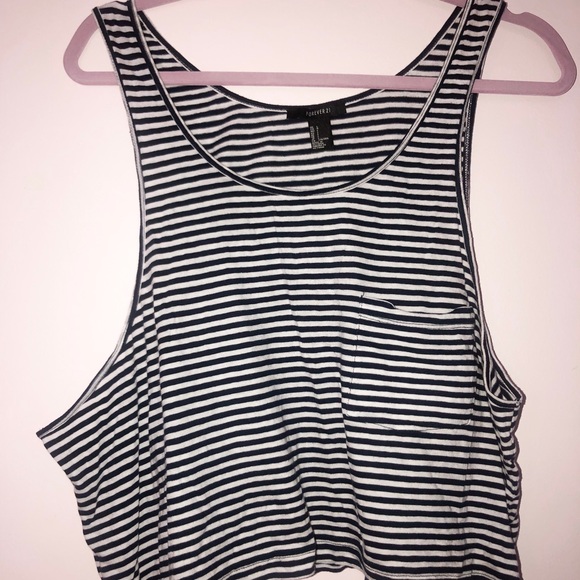 Navy & White Striped Crop Top - Picture 2 of 6